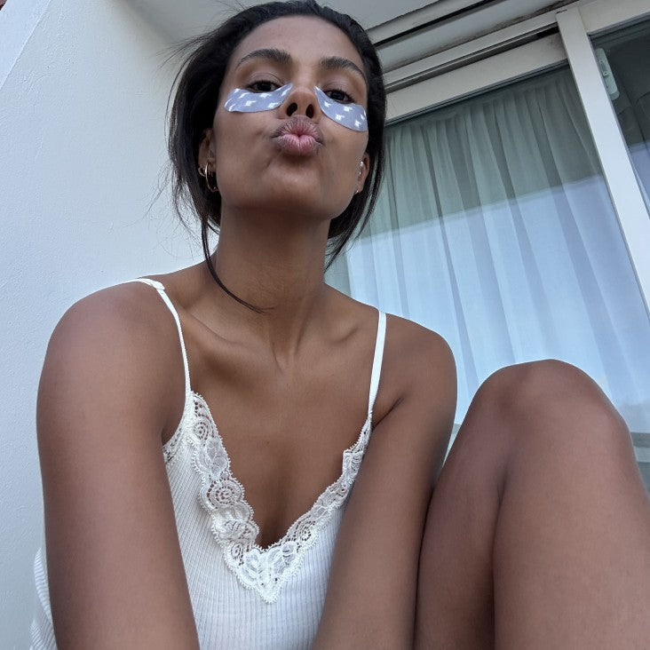 Skincare moment with under-eye patches