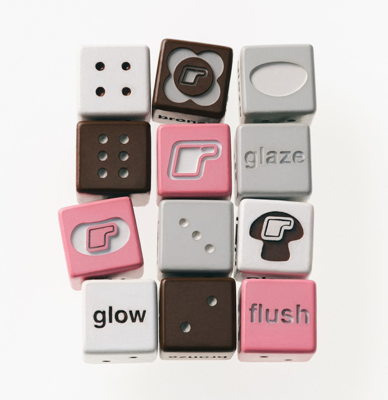 Pink, brown and white Rhode beauty dice